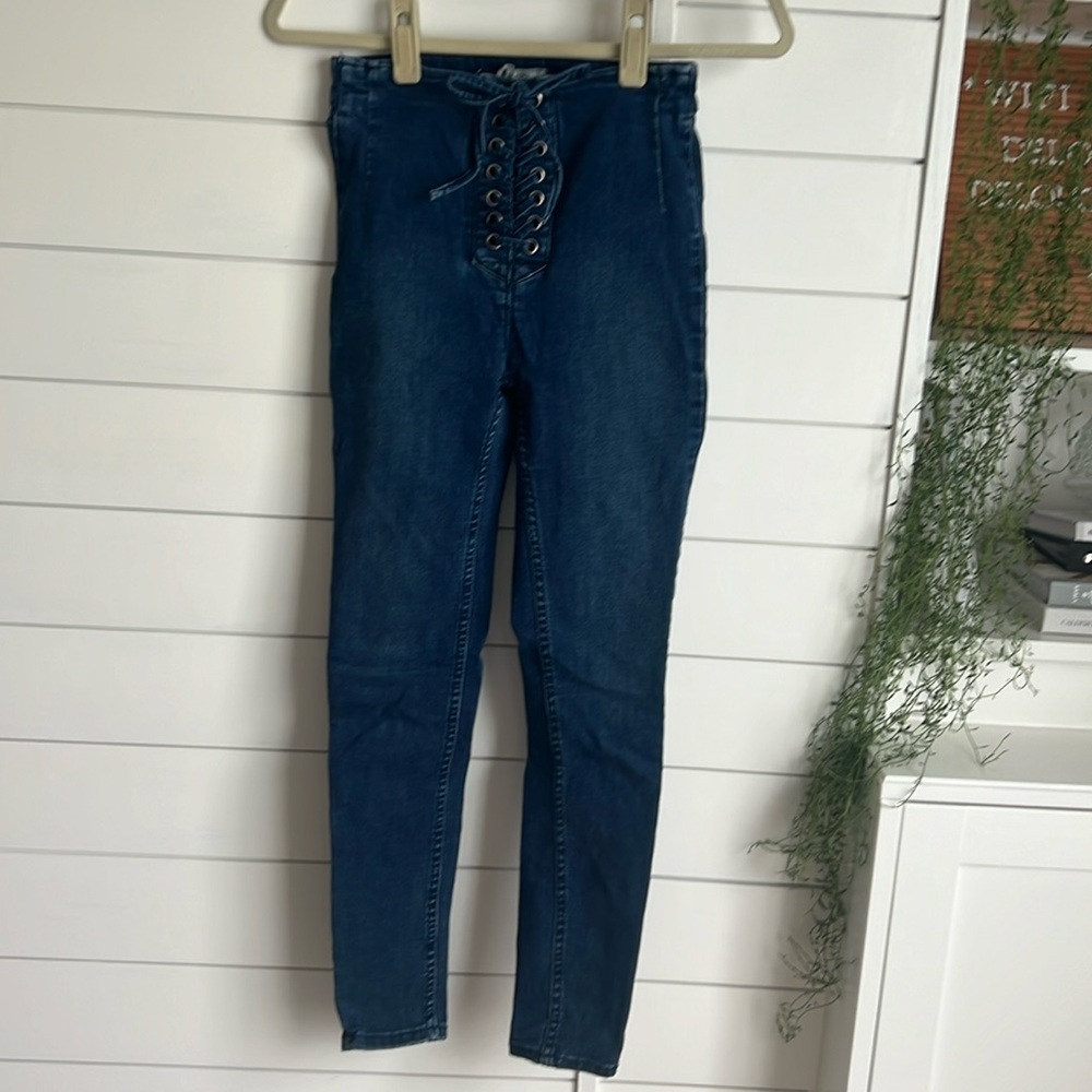 Free People RARE lace front skinny denim